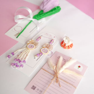 Handcrafted Tulip crochet Rakhi hamper (Light Purple)