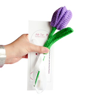 Handcrafted Tulip crochet Rakhi hamper (Dark Purple)