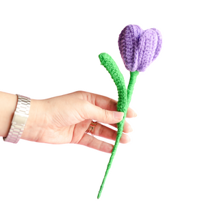 Handcrafted Tulip crochet Rakhi hamper (Dark Purple)