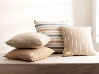 Montauk Blue and Brown Striped Cushion Cover