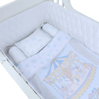 Organic Cotton Cot Bedding Set – Carnival  Blue