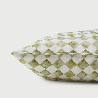 Checker Green Lumbar Cushion Cover