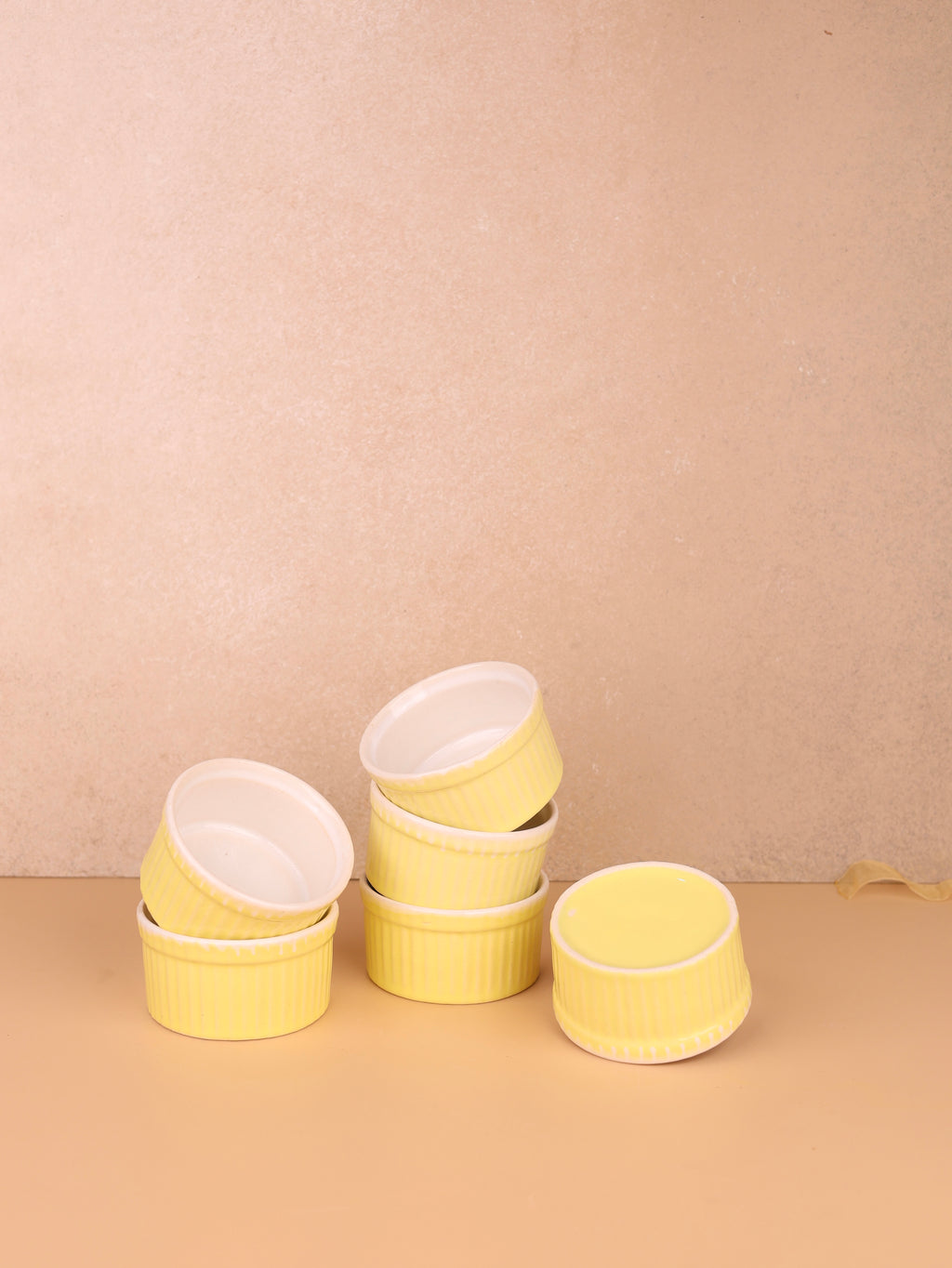 Ceramic Microwave-Safe Ramekins | Set of 6 | Yellow - White – Hello ...