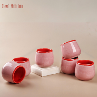 Stoneware Kulhar| Set of 6 | Pink