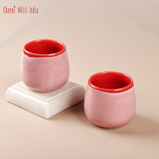 Stoneware Kulhar| Set of 2 | Pink