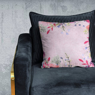 Spring Blossom Crushed Velvet Cushion Cover  (Multicolour)