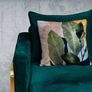 Twig Palm Modern Chic Designer Velvet Cushion Cover (Multicolour)