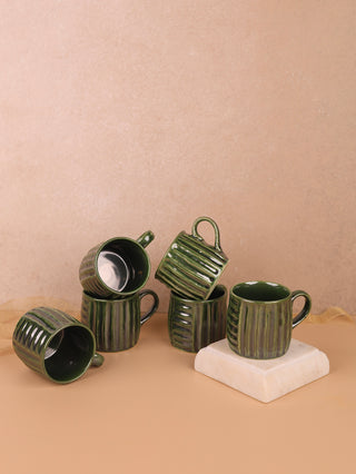 Mehmaan Tea Cups | Set of 6 | Green