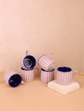Mehmaan Tea Cups | Set of 6 | Pink-Blue