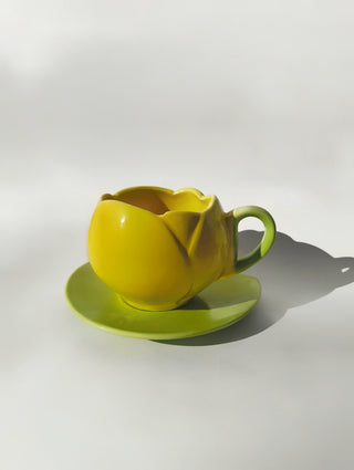 Tulip Cup & Saucer Set | Yellow