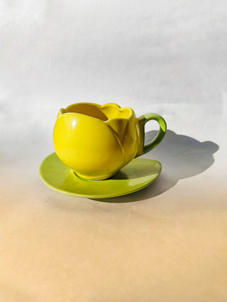 Tulip Cup & Saucer Set | Yellow