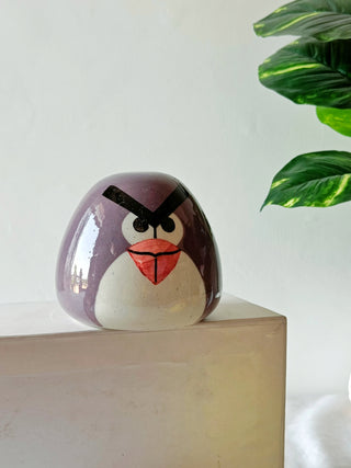 Ceramic Earth-Friendly Angry Birds Piggy Bank | Playful Purple