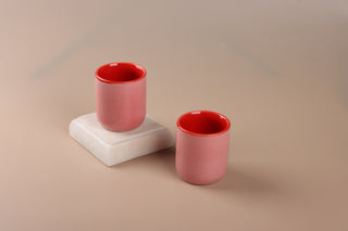 Stoneware Tumbler | Set of 6 | Pink Red