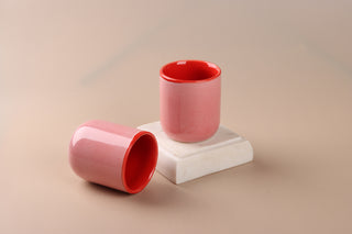 Stoneware Tumbler | Set of 2 | Pink Red