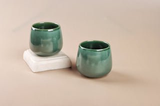 Stoneware Kulhar| Set of 2 | Green