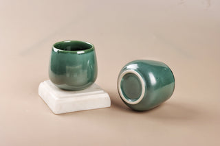 Stoneware Kulhar| Set of 2 | Green