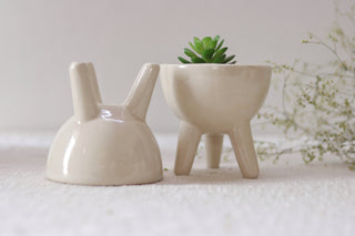Ceramic Tripod Indoor Planter | Beige