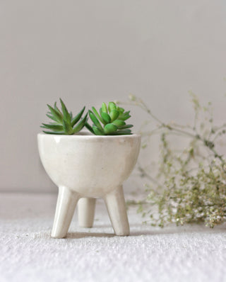 Ceramic Tripod Indoor Planter | Beige