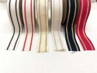 Cotton Ribbon with Gold Stripes