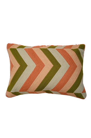 Rahat Chevron Olive Cushion Cover- 12"x 18"
