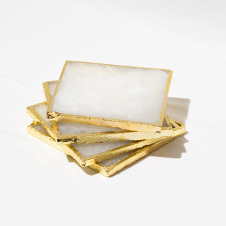 Semi Precious Coasters Set of 4 - White Quartz