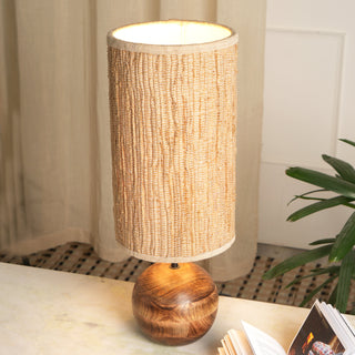 Jute Weave Lamp - Jute Weave Natural Lamp, Mango Wood Base, Handcrafted Lmpshade