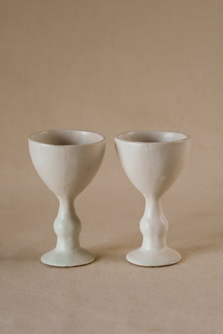 Set of 2 Ceramic Wine Glass , Matte White Glassware / Drinkware