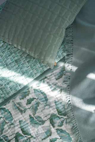 Twig Duck Egg Embroidered Velvet Cushion Cover