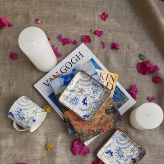 Decoupage Square plate | Blue The confetti tree