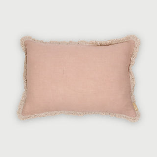 Fringe Rose Oblong Linen Cushion Cover