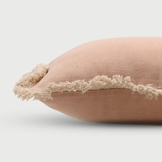 Fringe Rose Oblong Linen Cushion Cover