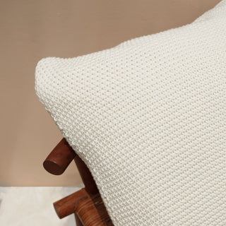 Reversible Gold and White Knit Cushion Cover