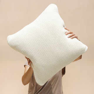 Reversible Gold and White Knit Cushion Cover