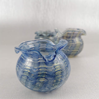 Art Glass  Bowl /Vase Blue wave Erica