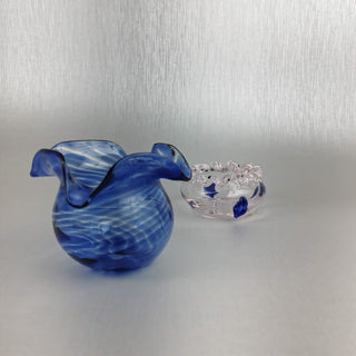 Art Glass  Bowl /Vase Blue wave