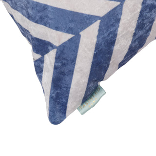 Zip Zapper Crushed Velvet Cushion Cover (Colour: Blue & White)