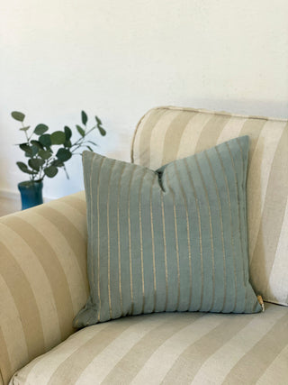 Eden Striped Duck Egg Oblong Cushion Cover