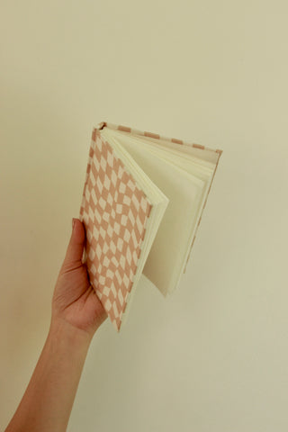 Handcrafted Sustainable A5 Diary Journal Notebook l Handmade Paper l Peach & White