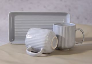 Ceramic Cups & Platter Set | Grey