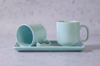 Ceramic Cups & Platter Set | Mint