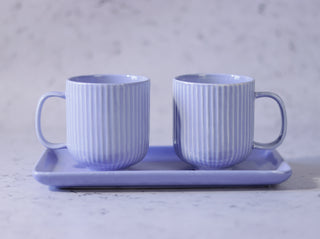 Ceramic Cups & Platter Set | Purple