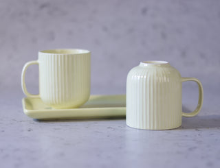 Ceramic Cups & Platter Set | Yellow