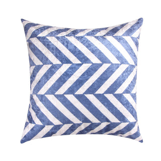 Zip Zapper Crushed Velvet Cushion Cover (Colour: Blue & White)