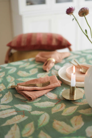 Spice Herringbone Linen Table Napkins | Set of 2