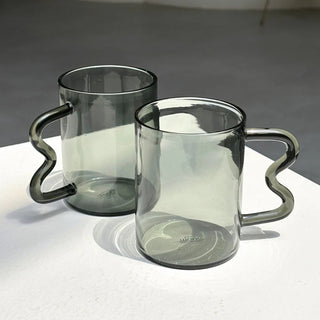 Swirl Glass Cups-Grey cup grey handle