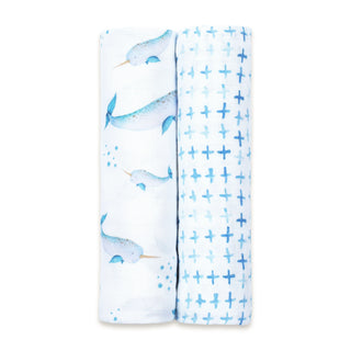 Bamboo Muslin Swaddles (Set of 2) - Believe In Narwhals