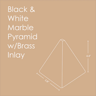 Black & White Marble Pyramid w/brass Inlay