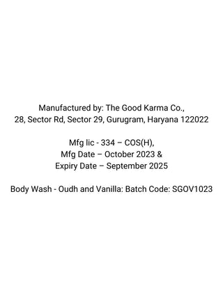 Body Wash - Oudh and Vanilla 250mL