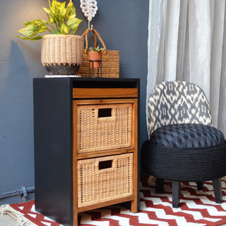 Modern Natural Basket Cabinet