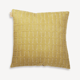 Twig Ochre Embroidered Velvet Cushion Cover